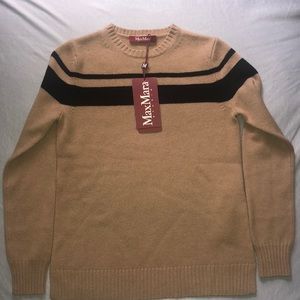 MaxMara Studio Wool/Cashmere blend sweater      Tan with black stripes